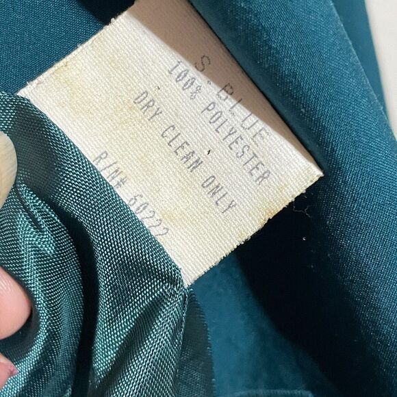 Vintage Oversized Blazer Co-ord Suit Matching Set Teal High Waist Pleated Pants - Picture 15 of 16